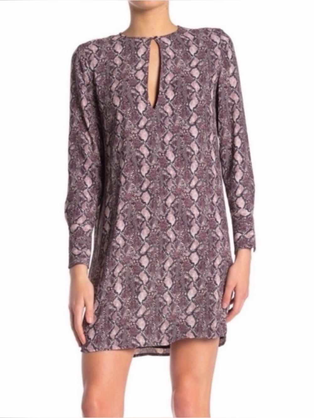 Equipment Bonnie Snake Print Keyhole Shift Dress